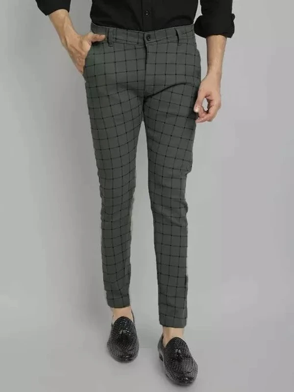 Xenor Men's Checked Grey Trousers Mo - 30