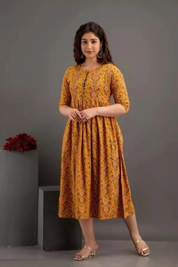 Women Rayon Printed Saumya Long Anarkali Kurtis - XL