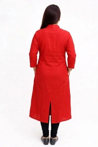 TAD Plain Cotton Slub Straight Dress Kurti for Ladies Girls TAD - XS