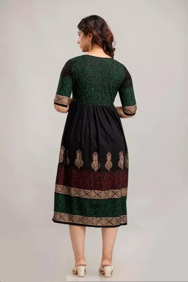 Women Rayon Printed Akshara Anarkali Kurtis Mo - XXL