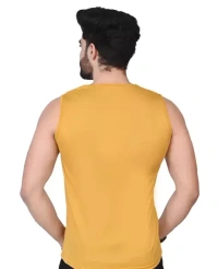 Men Plain Casual Sleeveless Tank T-shirt || Solid Plain Casual Nylon Round Neck Tshirt for Men Sleeveless Half Sleeve Full Sleeve || (Pack Of 2) Mo  - M