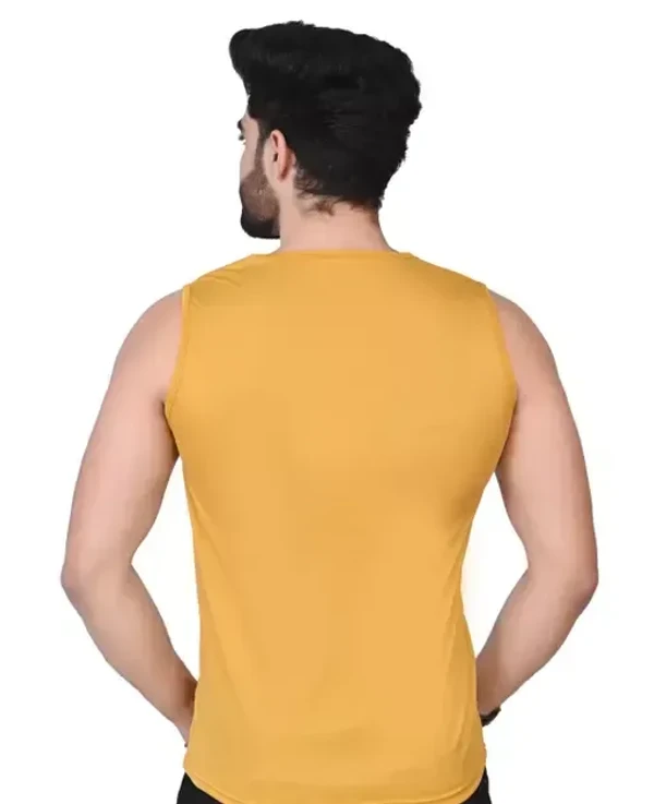 Men Plain Casual Sleeveless Tank T-shirt || Solid Plain Casual Nylon Round Neck Tshirt for Men Sleeveless Half Sleeve Full Sleeve || (Pack Of 2) Mo  - M