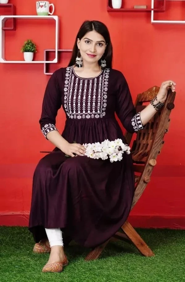 New Trendy Printed Hand work Gaithering Anarkali kurta Mo - XXXL