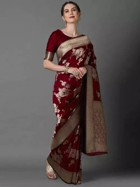 MAHEK MAROON Banarasi Silk  - Free Size