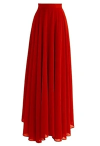 Radhika 'n' Dhaanya creation Georgette Long Flare Skirt (Red,Style And Comfort) For Women's An - M