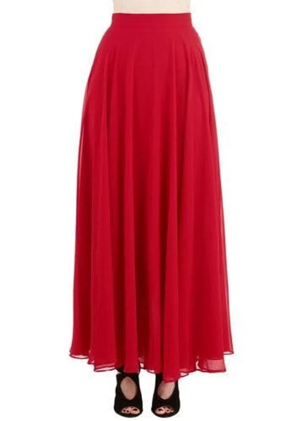 Radhika 'n' Dhaanya creation Georgette Long Flare Skirt (Red,Style And Comfort) For Women's An - XL