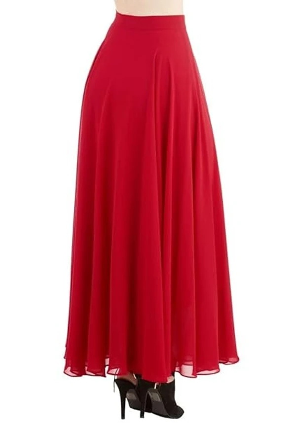 Radhika 'n' Dhaanya creation Georgette Long Flare Skirt (Red,Style And Comfort) For Women's An - L