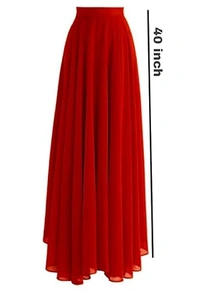 Radhika 'n' Dhaanya creation Georgette Long Flare Skirt (Red,Style And Comfort) For Women's An - M