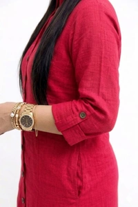 TAD Plain Cotton Slub Straight Dress Kurti for Ladies Girls TAD - XS