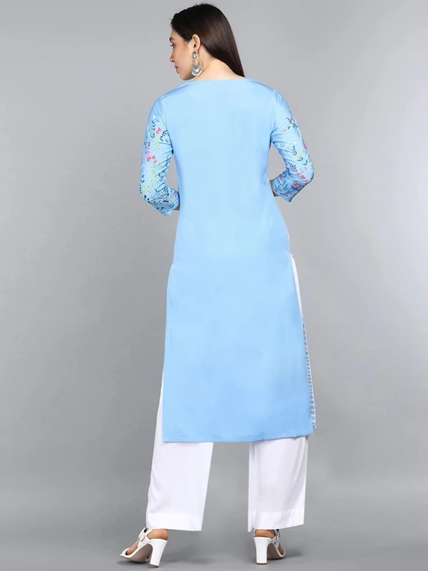 Vaamsi Women's Crepe Floral Printed Straight Kurta (VPK1733_Blue) MN - XL