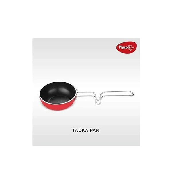 Pigeon by Stoverkraft Non-Stick Cookware Set of 7 Pc w/o Induction Base Includes Nonstick Tawa 23cm, Nonstick Fry Pan 24cm, Nonstick Kadhai with Stainless Steel Lid 24cm, Nonstick Sauce Red, Standard An