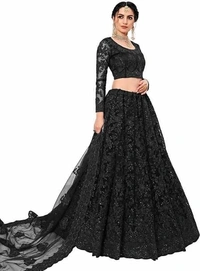 Shivganga Fashion Womens Net Semi-Stitched Lehenga Choli With Dupatta Set An - Semi-Stitched