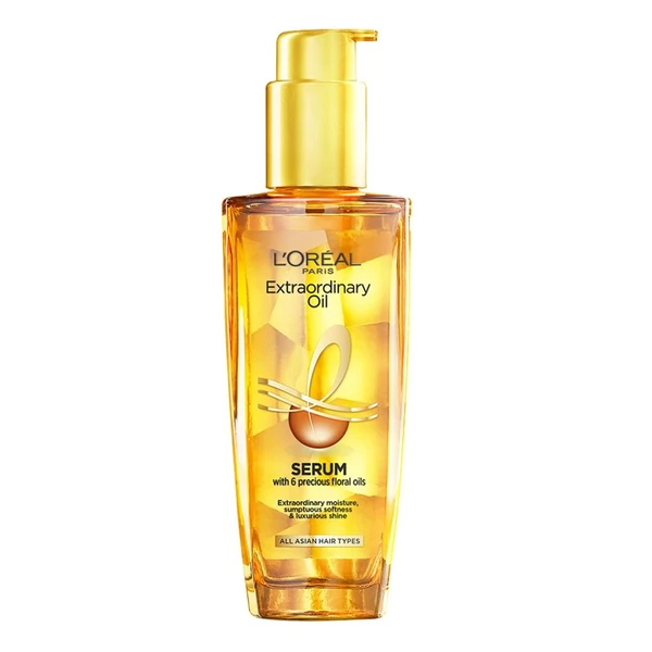 L'Oreal Paris Serum, Protection and Shine, For Dry, Flyaway & Frizzy Hair, With 6 Rare Flower Oils, Extraordinary Oil, 100ml An