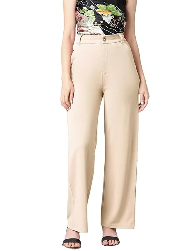 KOTTY Women's High Rise Cotton Blend Relaxed Fit Trousers AN - 34