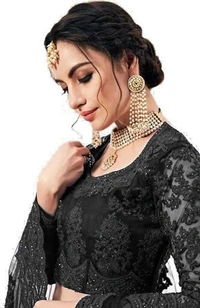 Shivganga Fashion Womens Net Semi-Stitched Lehenga Choli With Dupatta Set An - Semi-Stitched