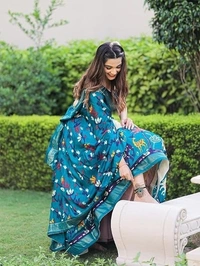 Welk fashion Women Tussar Silk With Leheriya Printed And Foil Printed Work Lahenga choli Set An