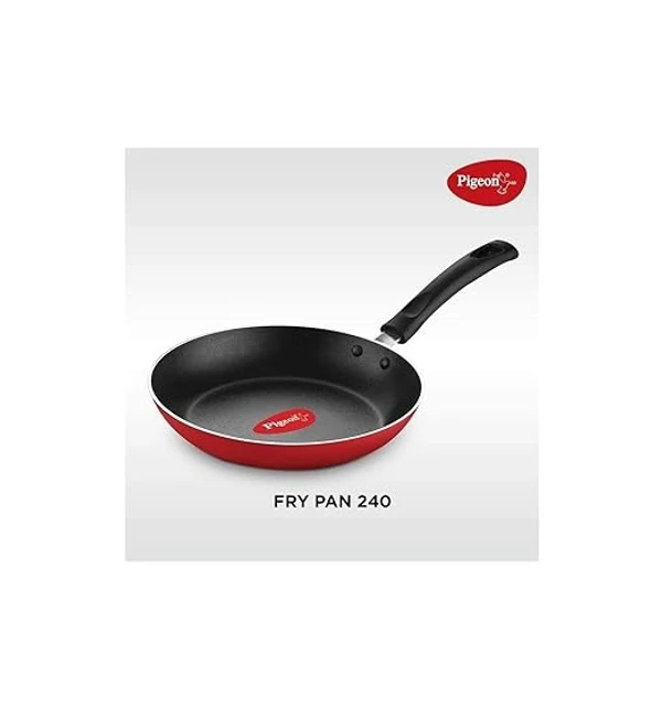 Pigeon by Stoverkraft Non-Stick Cookware Set of 7 Pc w/o Induction Base Includes Nonstick Tawa 23cm, Nonstick Fry Pan 24cm, Nonstick Kadhai with Stainless Steel Lid 24cm, Nonstick Sauce Red, Standard An