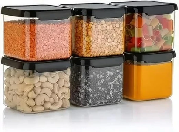 RADHE Enterprise 500ml Airtight Containers set For Kitchen Storage And Containers Storage Box For Pantry, Kitchen Accessorie | pack of 6, Black An