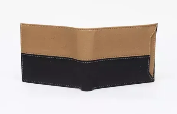 SAMTROH Tan & Black Artificial Leather Square Design Slider Wallet For Men Mo - Free Size