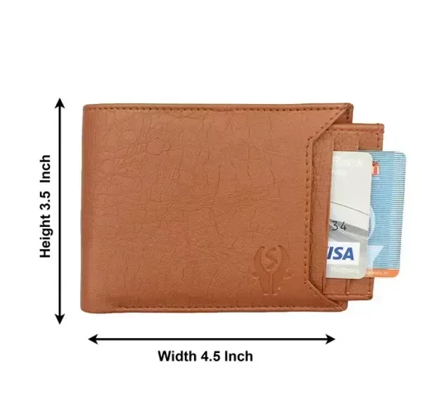 SAMTROH Tan Detachable Card Holder , Coin Pocket Artificial Leather Wallet For Men Mo - Free Size