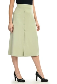 KLART Women's Midi Skirt with Side Slit and Buttons An - S