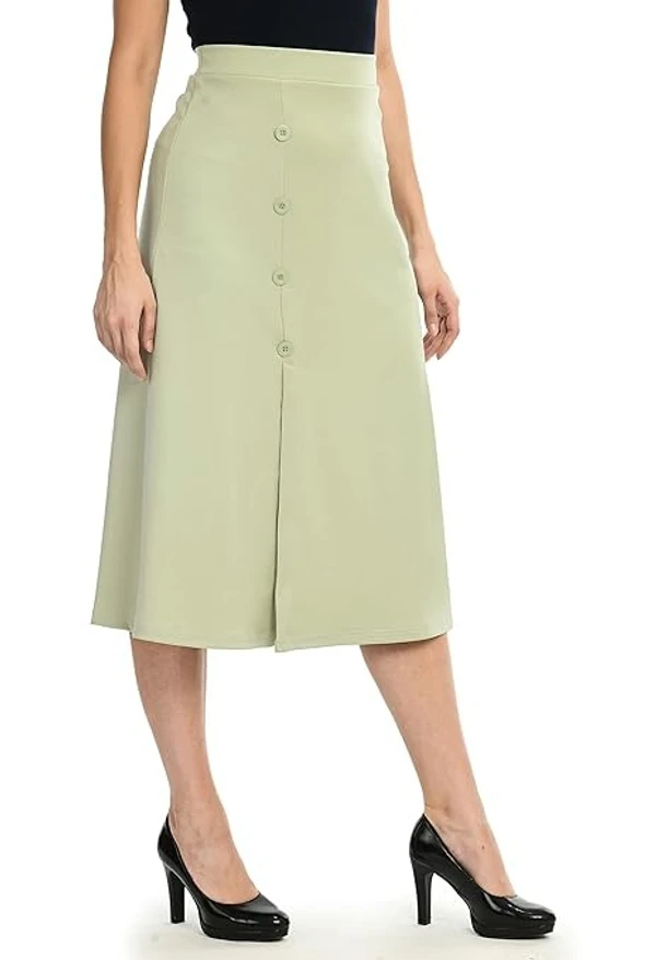 KLART Women's Midi Skirt with Side Slit and Buttons An - XL