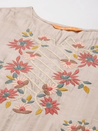 INDO ERA Women's Embroidered Straight Kurta With Pant & Dupatta Set AM - XL