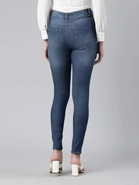 GO COLORS Women Solid Denim Mid Rise Stretchable Skinny Jeans AN - 32