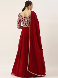 Zeel Clothing Women's Chikankari Sequins Embroidered Georgette Lehenga Choli with Dupatta (5050-Red-Wedding-Girlish-Latest; Free Size) An - Free Size