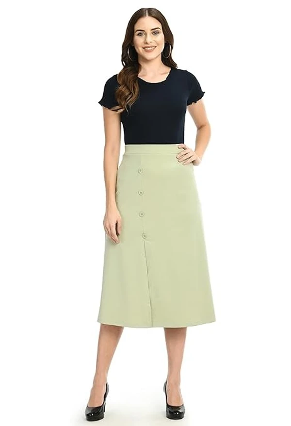 KLART Women's Midi Skirt with Side Slit and Buttons An - M