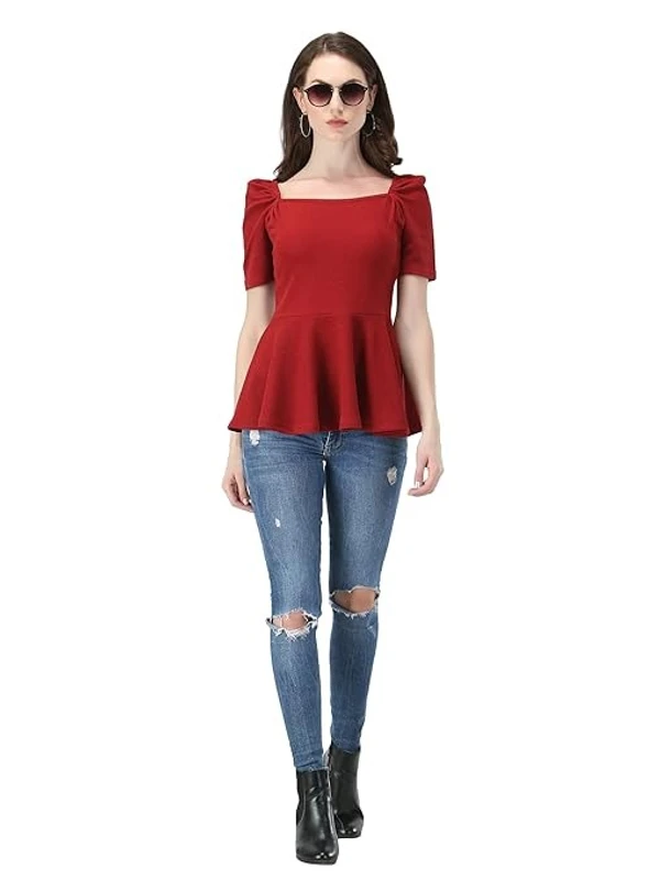 ZUVINO Women's Casual Stylish Peplum Top with Puffed Sleeves An - L