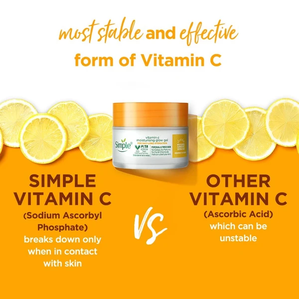 Simple Protect N Glow Vitamin C Moisturising Glow Gel| With Yuzu Lemon| For all Skin Types| No Colour, Perfume| No Harsh Chemicals & Parabens| Tested on Sensitive Skin, 40g An