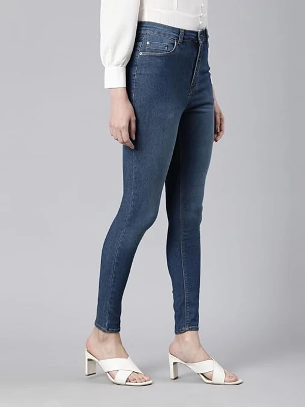 GO COLORS Women Solid Denim Mid Rise Stretchable Skinny Jeans AN - 34
