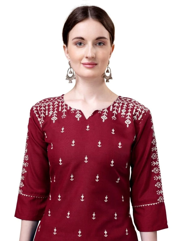 VEDANSHI Women's cotton bleand with embroided & sequence work and fully stiched kurti and with pant & dupatta (multicolor, pack of set 1) AN - XXL