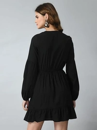 Smera Mart Poly Crepe Knee Length Mini Dress for Women An - S