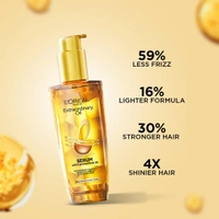 L'Oreal Paris Serum, Protection and Shine, For Dry, Flyaway & Frizzy Hair, With 6 Rare Flower Oils, Extraordinary Oil, 100ml An