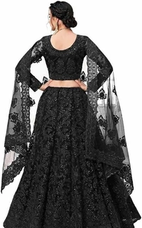 Shivganga Fashion Womens Net Semi-Stitched Lehenga Choli With Dupatta Set An - Semi-Stitched