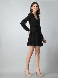 Smera Mart Poly Crepe Knee Length Mini Dress for Women An - S