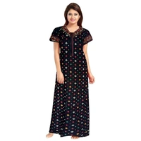 NEGLIGEE Women's Cotton Geometric Print Knee Length Nighty (Pack of 3) (GW3C050607_Multicolored_Free Size) An - FREE SIZE