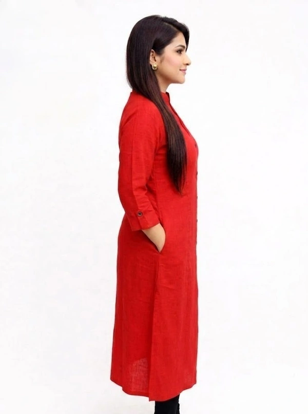 TAD Plain Cotton Slub Straight Dress Kurti for Ladies Girls TAD - XS