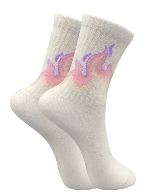 TRAZO Stylish Designer Women Multicolored Calf Length Cotton Socks Combo Pack of 5 Pairs Mo - Free Size