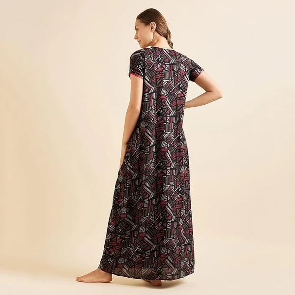 Sweet Dreams Women Printed Half Sleeves Maxi Nightgown An - Free Size