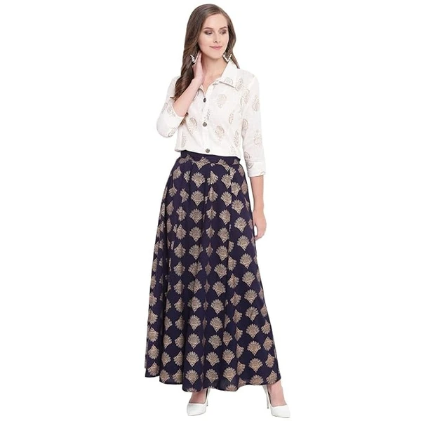 Stylum Women's Printed Rayon Blend Shirt Skirt Set An - XXL