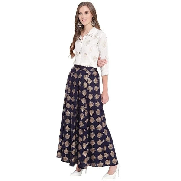 Stylum Women's Printed Rayon Blend Shirt Skirt Set An - L