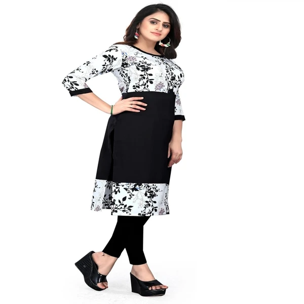 MS VHCK ENTERPRISE Women's for Stylish Latest Prined Crepe A-line Kurti Kurtis Kurta AN - XXL