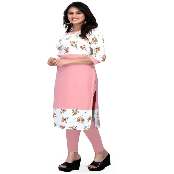 MS VHCK ENTERPRISE Women's for Stylish Latest Prined Crepe A-line Kurti Kurtis Kurta AN - 5XL