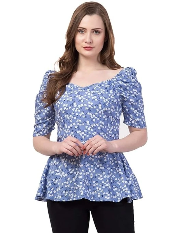 ZUVINO Women's Rayon Floral Peplum Top with Princess Sleeve; Office wear, Summer Wear An  - XL