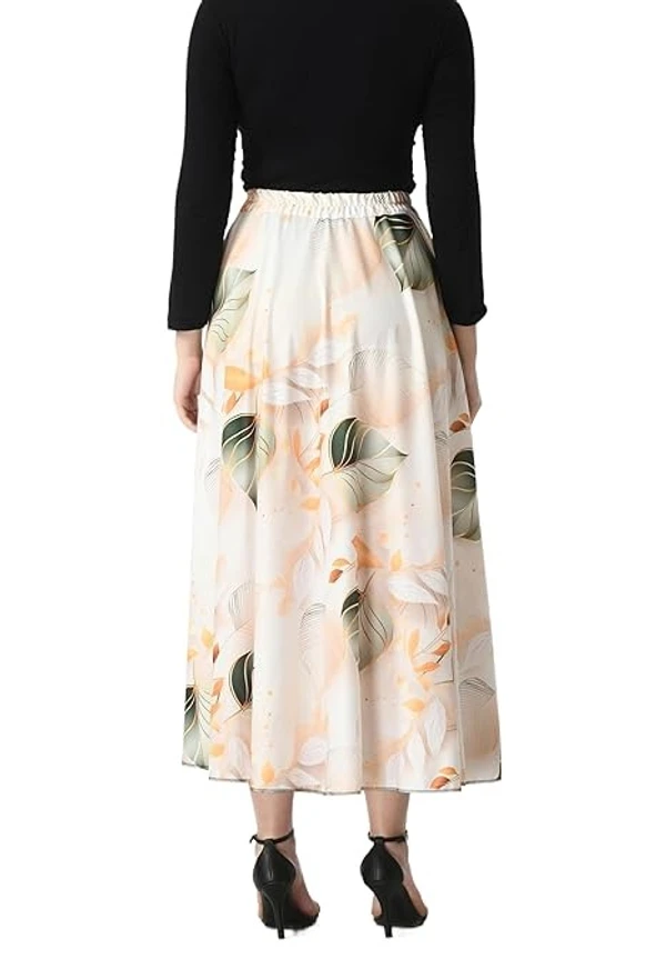 VAGISHA Polyblend Blooming Flared Long Stitched Floor Length Skirt for Women/Girls for Home/Outing| Printed Flare Skirt|Soft&Breathable Fabric| Elastic Band| 28"-36"|M-XXXL An - S