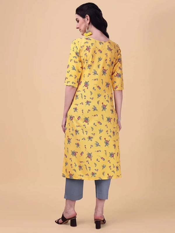 LookMark Women's Crepe Printed Regular Kurti | Kurta (K1100-S) Yellow AN - M