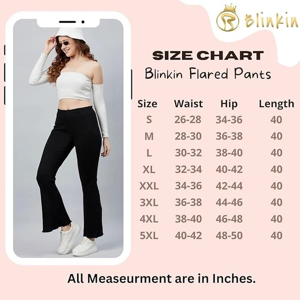 BLINKIN Ribbed Stretchable Flared Pants for Women | Boot Cut Bell Bottom Pants for Women - Ideal for Yoga & Gym Wear,Casual Wear & Office Wear Trousers for Women An - L